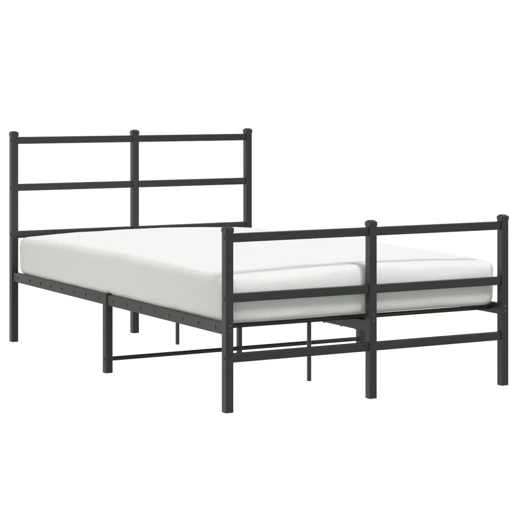 Letto matrimoniale | Letto per adulti | Giroletto con Testiera e Pediera Metallo Nero 120x190 cm