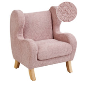 Sedia imbottita in bouclé rosa chiaro con braccioli Sedile per bambini Design moderno