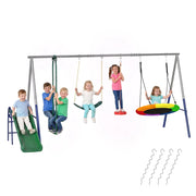 Altalena 5 in 1 con Scivolo e Altalena Nido ¨C zephmum ¨C 382x196x203 cm Multicolore