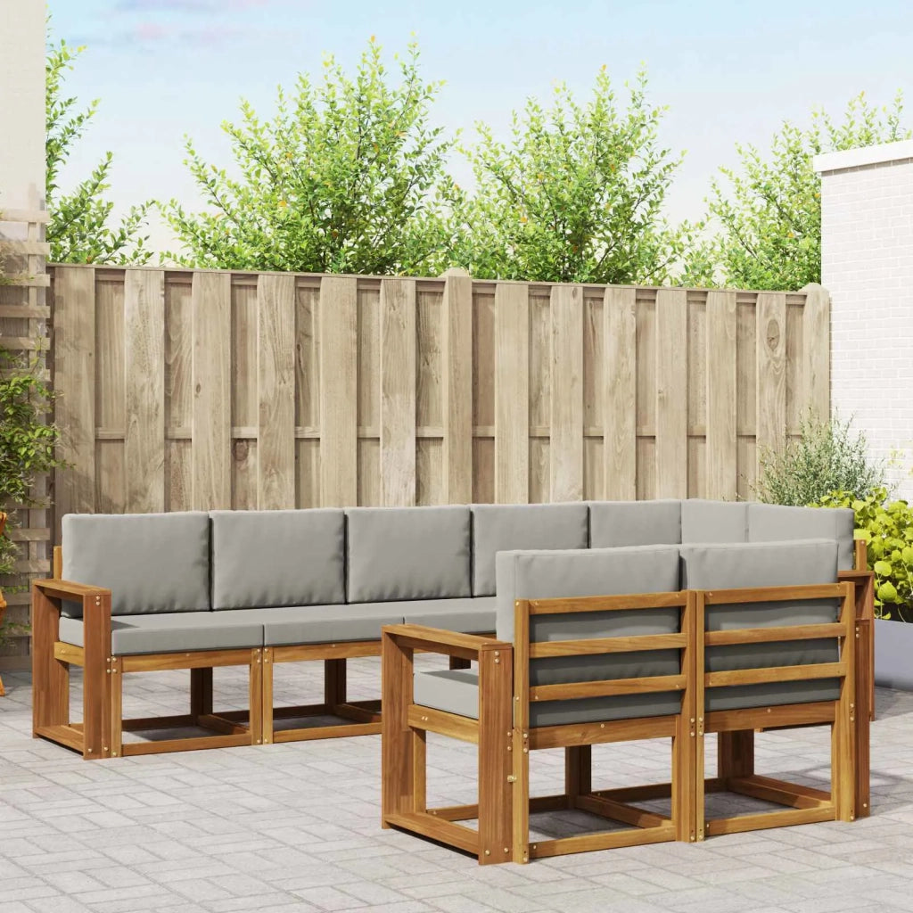 Set di divani da esterno 8 pcs Grigio Naturale e Chiaro