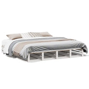 Letto matrimoniale | Letto per adulti | Giroletto senza Materasso Bianco 200x200 cm Legno Massello Pino