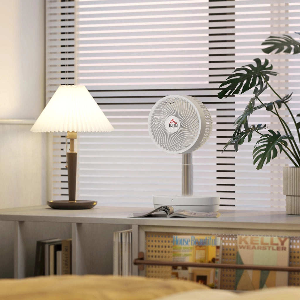 Ventilatore da Scrivania con Telecomando e Batteria Ricaricabile USB, Regolabile in Altezza e Inclinazione, Bianco ¨C zephmum ¨C 30x20x15