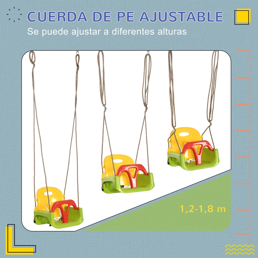 Altalena per Bambini con Schienale Regolabile ¨C Zephmum ¨C 42x33x120-180 cm Multicolore