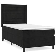 Letto singolo | Letto per adulti | Giroletto a Molle con Materasso Nero 90x200 cm in Velluto