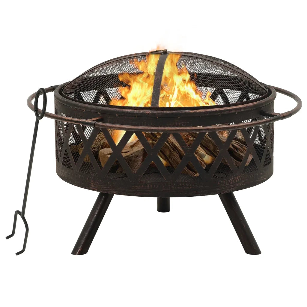 Braciere Rustico con Attizzatoio 76 cm XXL in Acciaio cod mxl 68491