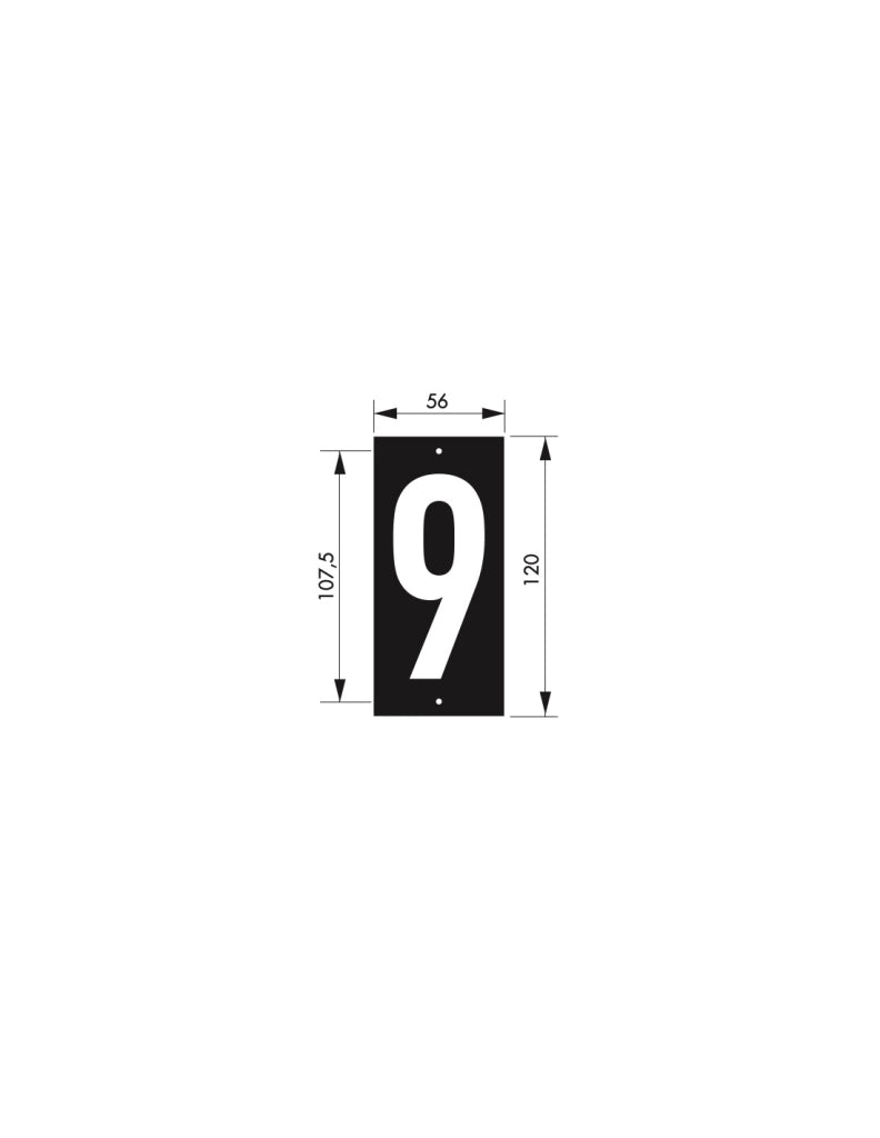 Targa numerica 56 x 130 mm con numero "9", da avvitare – THIRARD