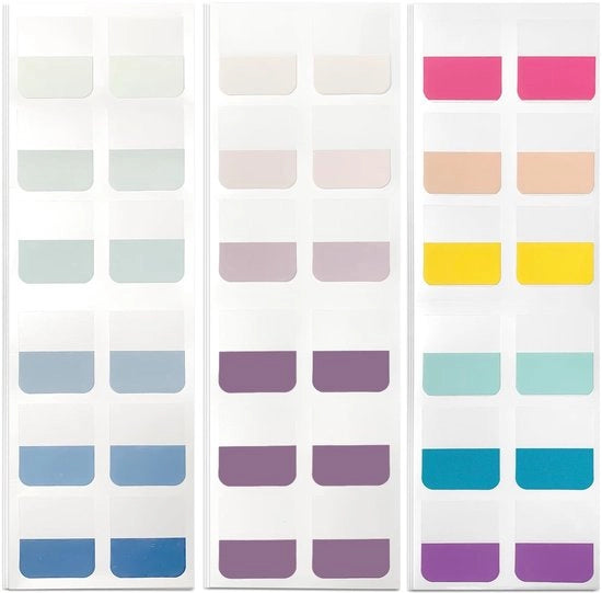 Etichette per libri 360 pezzi - Etichette per libri con descrizione - Marche per pagine colorate - Indici riassemblabili - Etichette per annotazioni di media grandezza - Materiale di carta di alta qualità