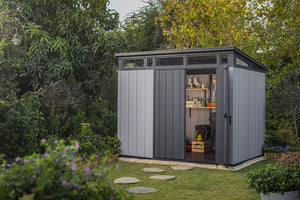 Casetta da Giardino Porta Attrezzi 277x218x226 cmin Duotech Keter Artisan 9x7 Grigia