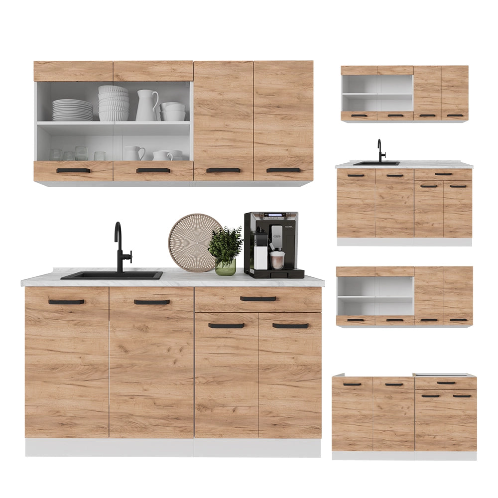 Vicco Cucina monoblocco Quercia dorata/bianco 140 cm senza piano di lavoro