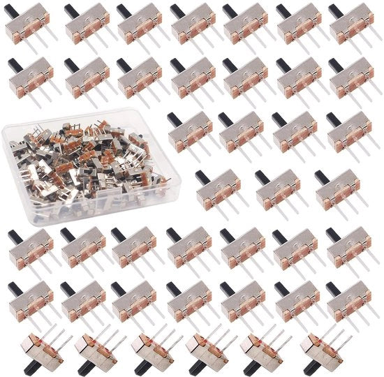 Mini commutatore a scorrimento - 200 pezzi - Ideale per Arduino - Nero - 3 pin 2 posizione - Interruttore a on/off affidabile - Formato compatto