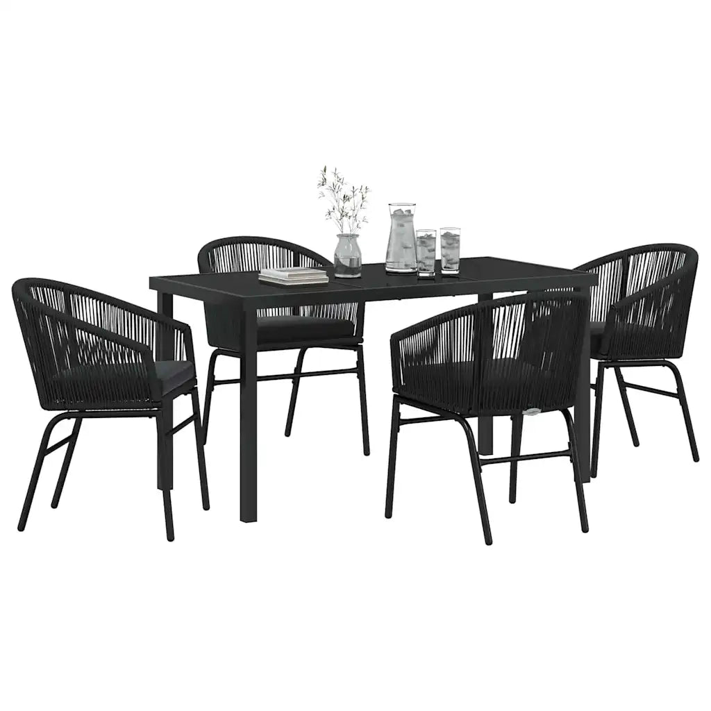 Set da Pranzo per Giardino 5 pcs Nero 3379347
