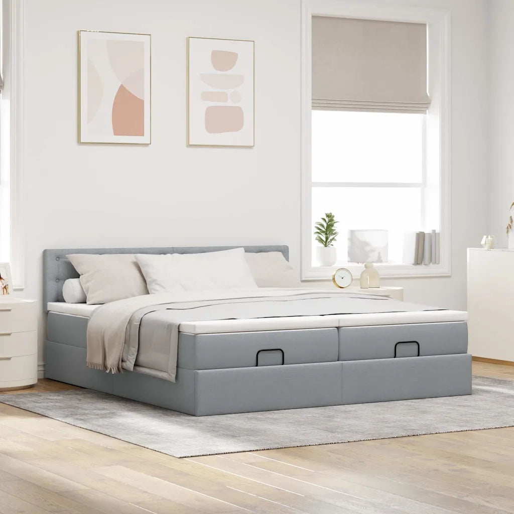 Struttura Letto Pouf con Materassi 160x200 cm in Tessuto 3312878