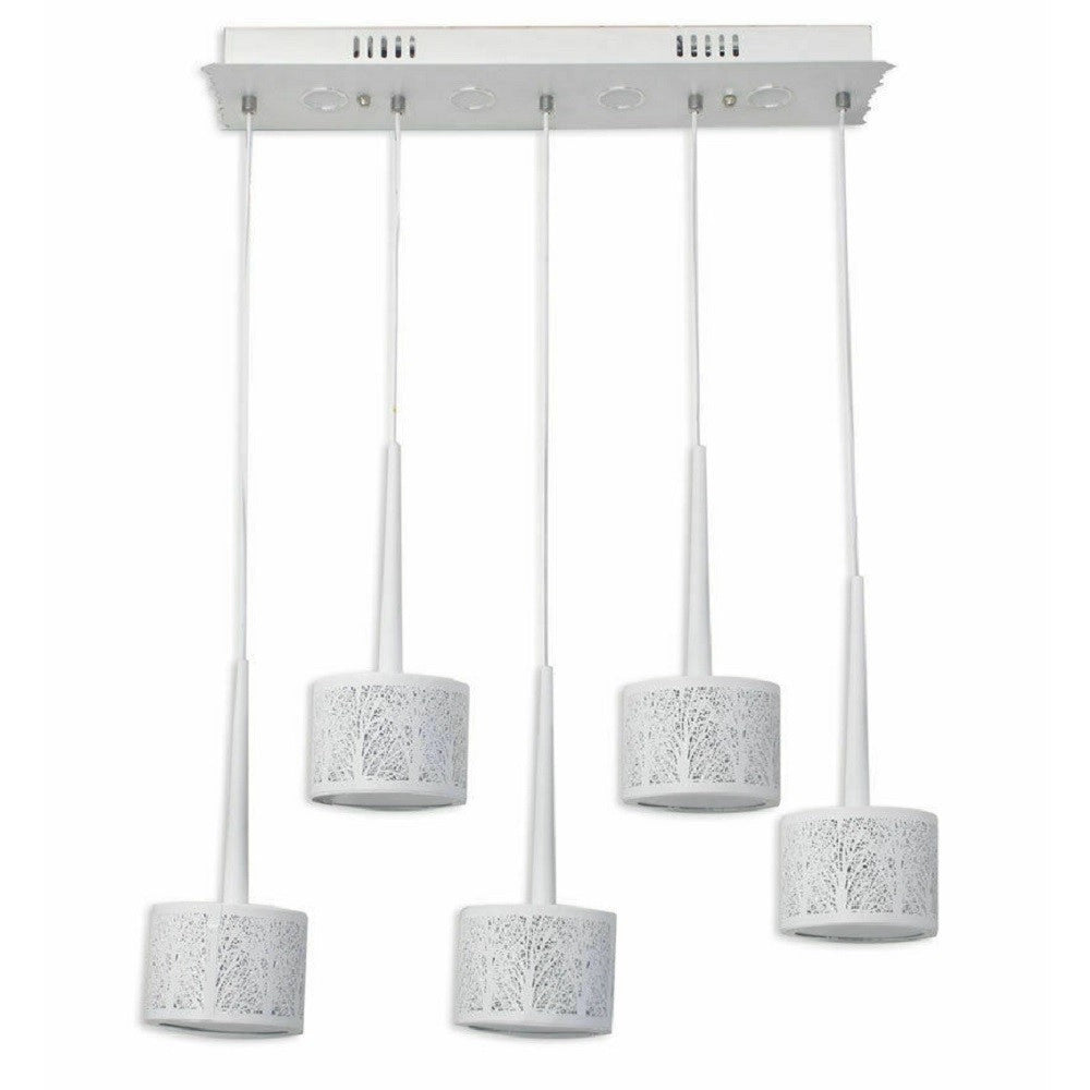 Trade Shop - Lampadario Da Soffitto Sospensione Plafoniera Paralume Bianco 3 Accensioni B10 -