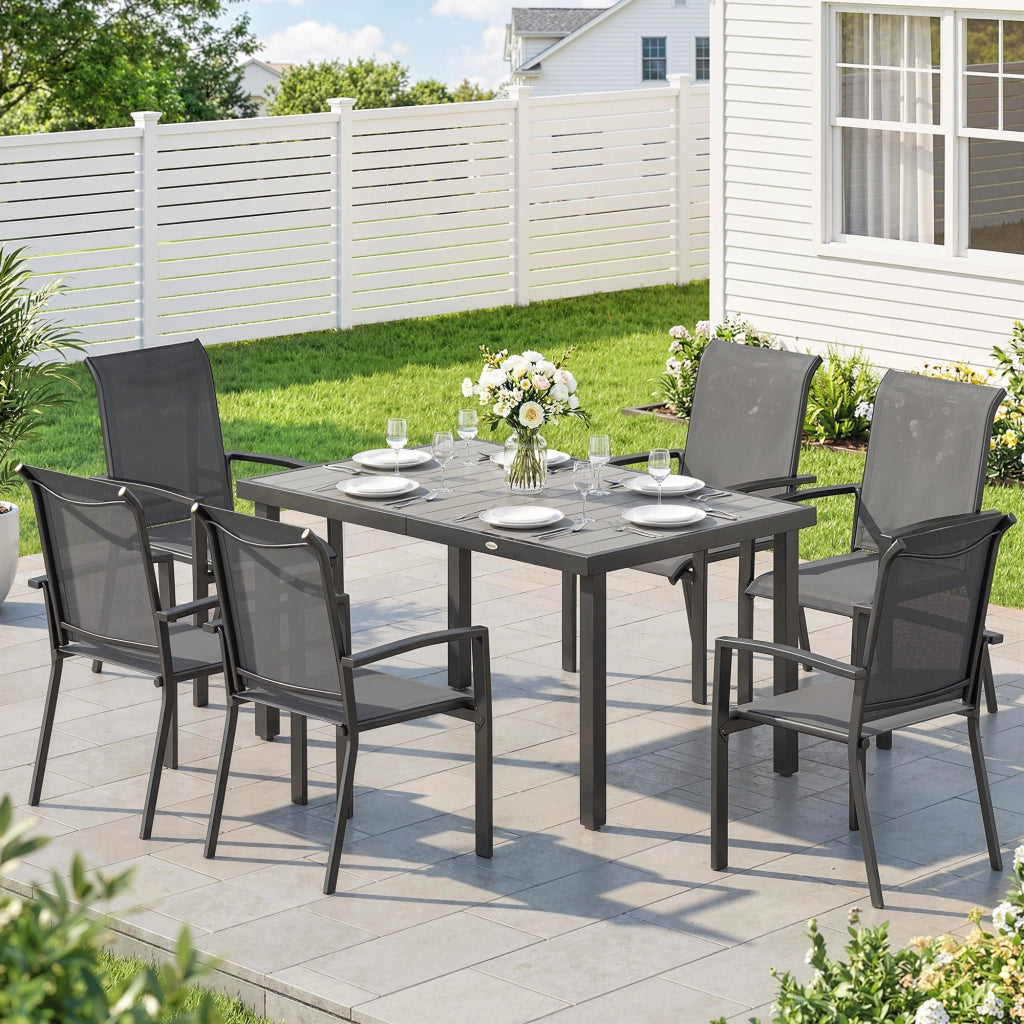 Set da giardino con tavolo allungabile e sedie impilabili ¨C zephmum ¨C grigio