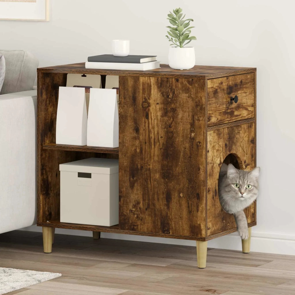 Casa per Gatti Rovere fumé 72 x 42.5 x 70 cm Legno multistrato 8000685