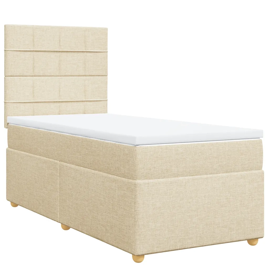 Giroletto a Molle con Materasso Crema 90x190 cm in Tessuto