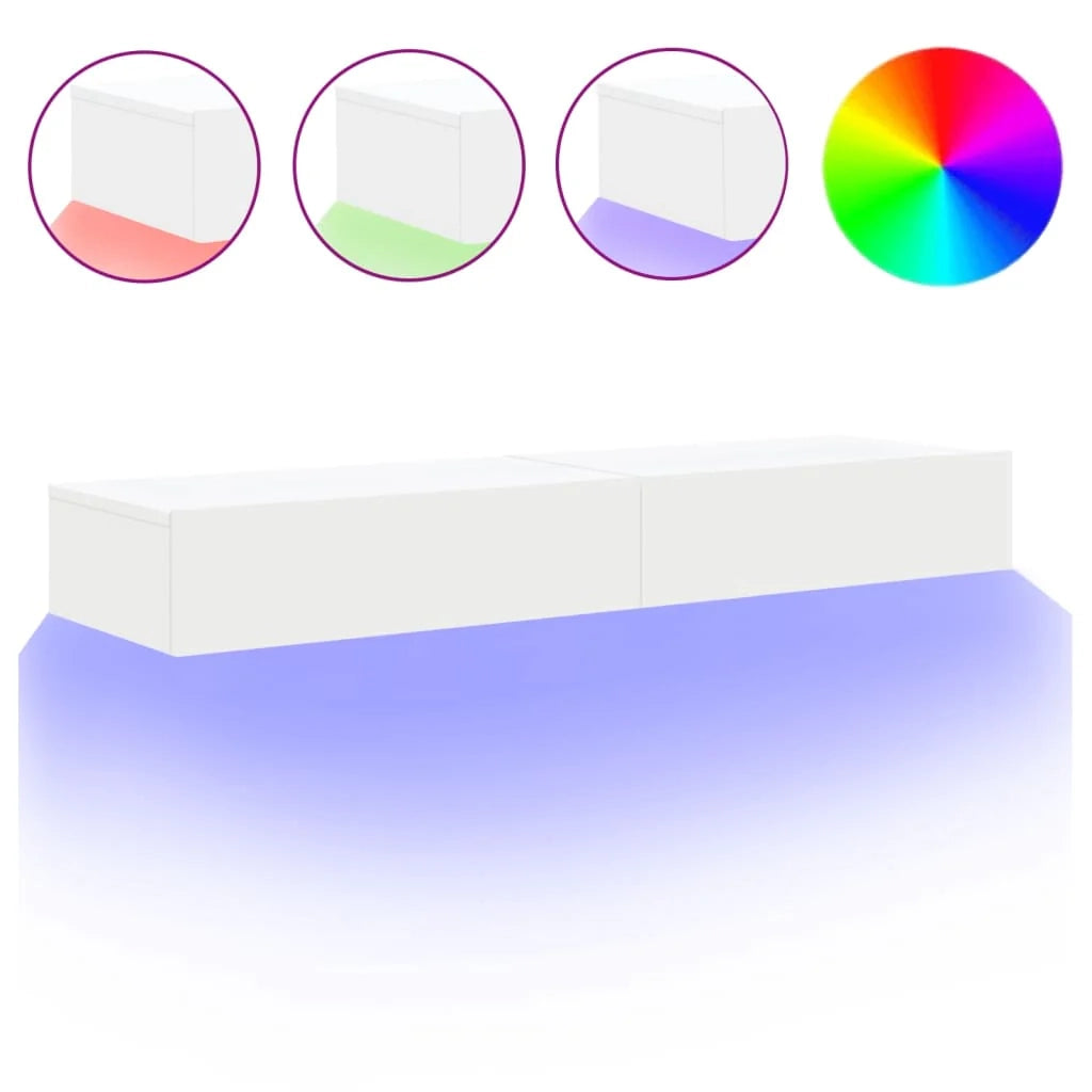 Mobile TV multimediale mensola TV credenza mobile TV per sala da pranzo soggiorno camera da letto con illuminazione a LED 2 pezzi 60 x 35 x 15,5 cm bianco 02_0028889