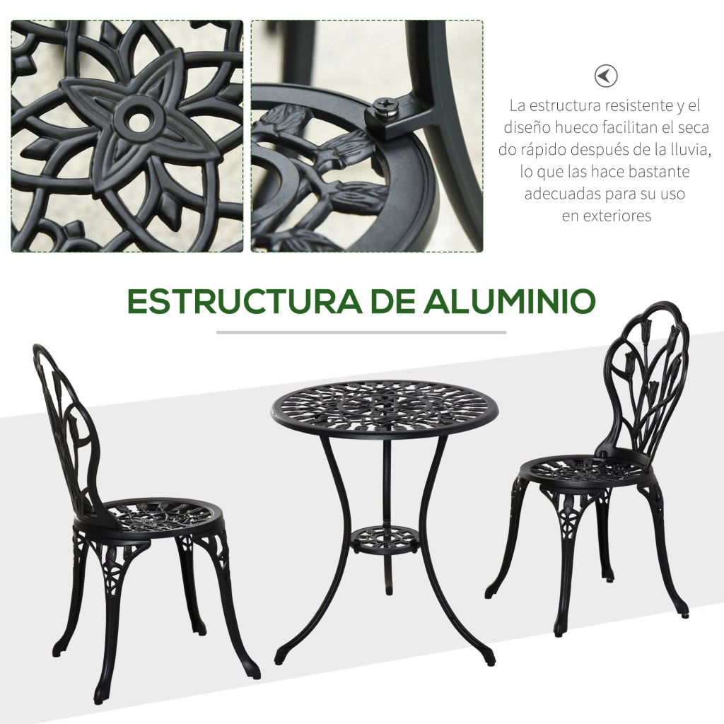 Set tavolo e sedie da giardino 3 pezzi ¨C zephmum ¨C nero, metallo, tavolo ?60x67 cm, sedie 42.5x47.5x89 cm
