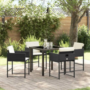 Set da Pranzo per Giardino 5 pcs Nero polyrattan 3380713