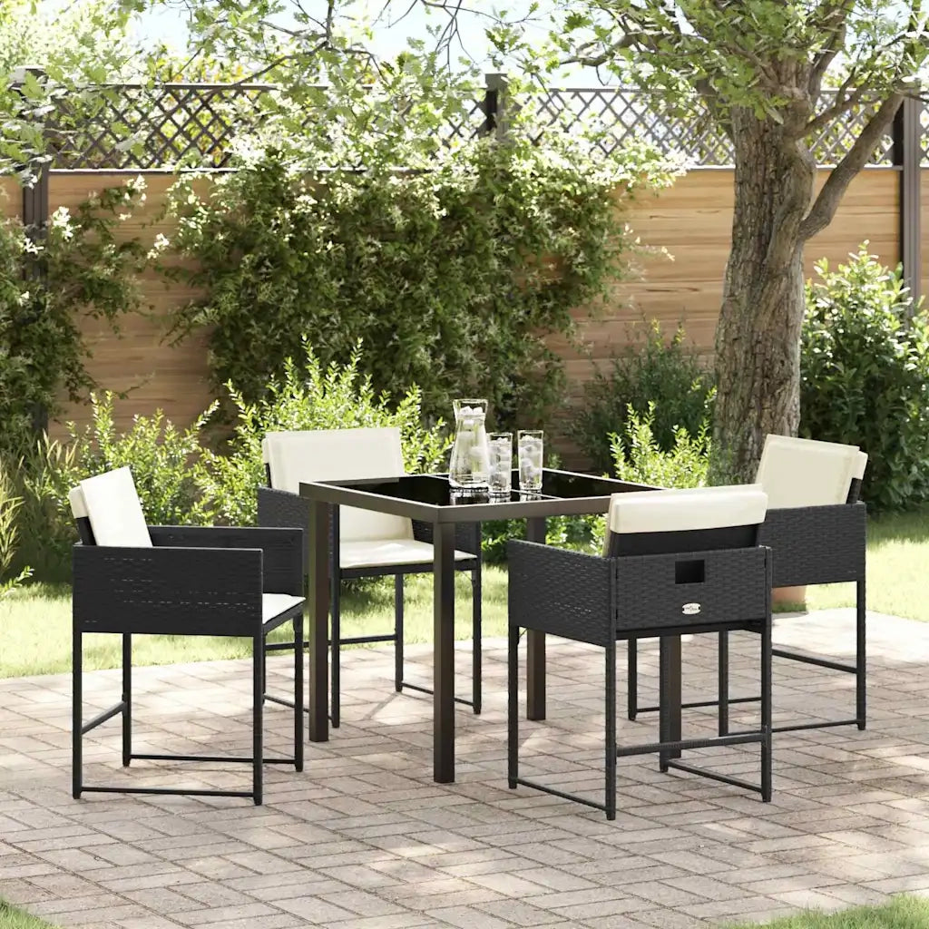 Set da Pranzo per Giardino 5 pcs Nero polyrattan 3380713