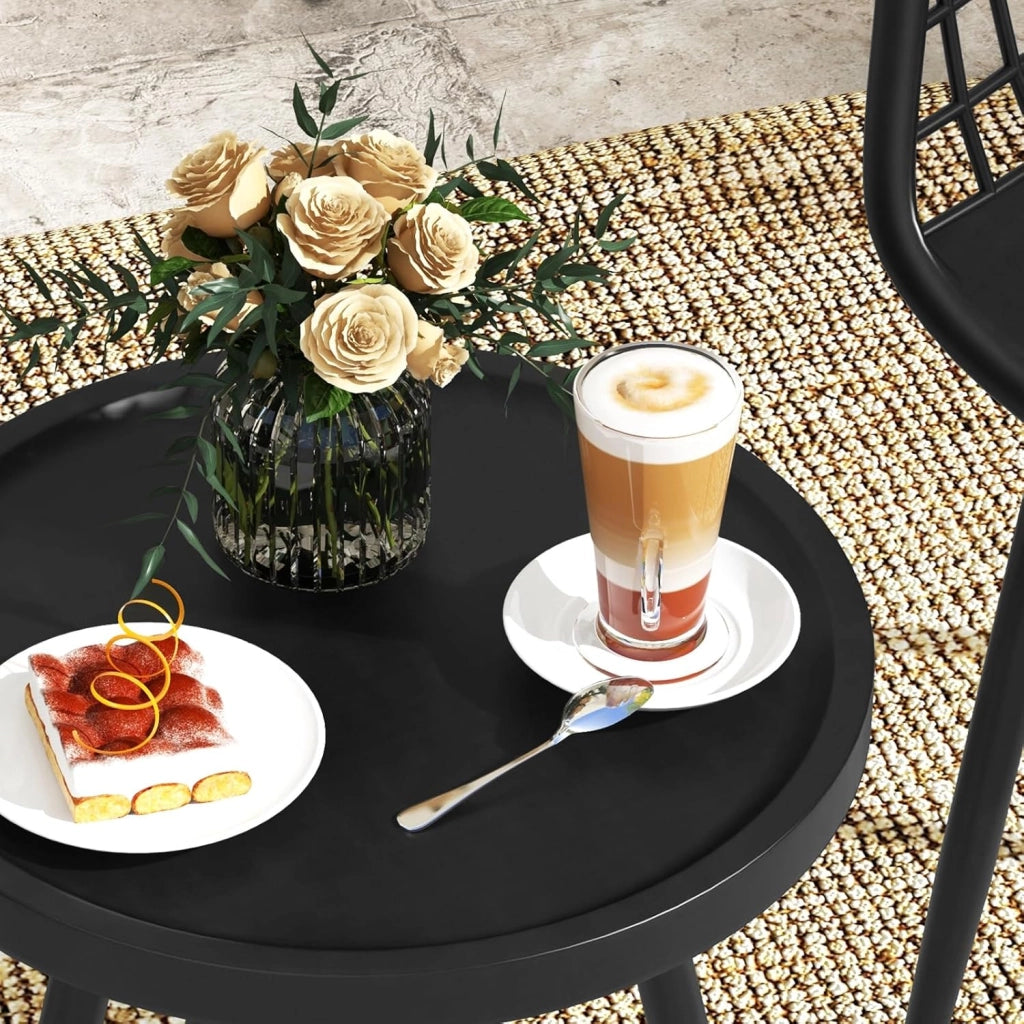 Set di 3 mobili da giardino per balconi e terrazze, 2 poltrone con tavolo, resistente alle intemperie, per piccoli spazi esterni