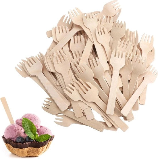 Set di forchette in legno da un tempo per 300 pezzi - 10 cm - Utensili da picnic e da campeggio