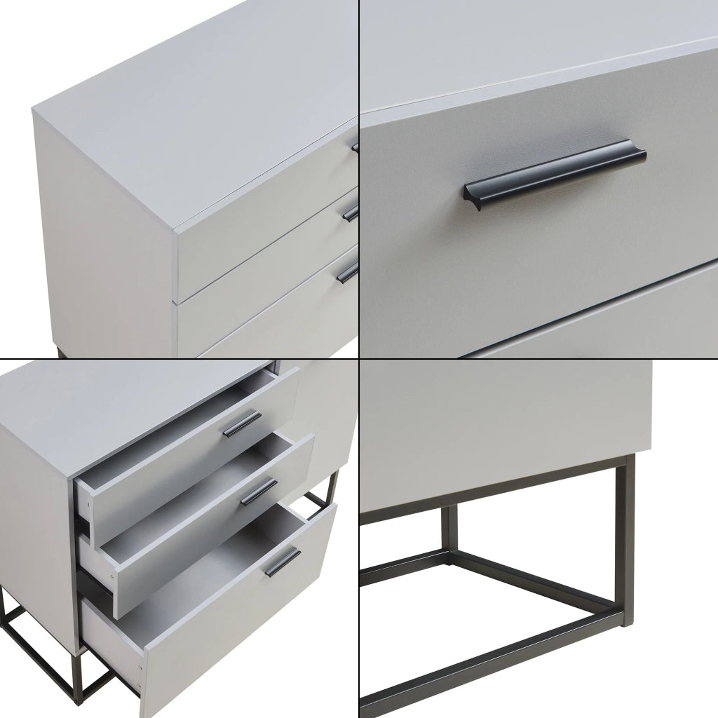Credenza/cassettiera/mobile contenitore 75 x 100 x 35 cm per soggiorno ingresso camera da letto grigio chiaro 03_0009032