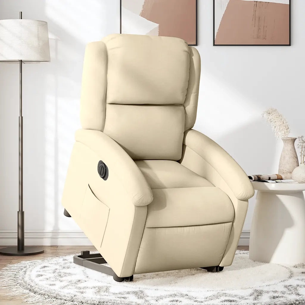 Poltrona Alzapersona Reclinabile Elettrica Crema in Tessuto 3204197