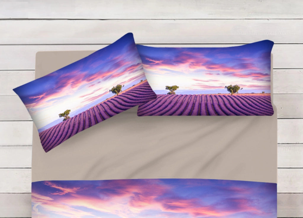 Lenzuola Copriletto Letto Sogni D'oro 100% Cotone Disegno Lavanda D74 - Matrimoniale - Lavanda D74
