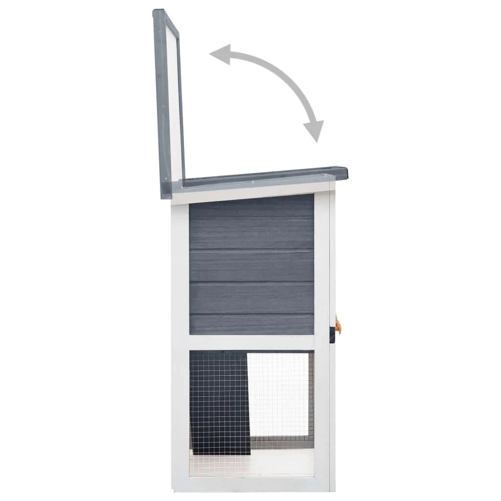 Conigliera da esterno con 1 porta 90 x 45 x 80 cm legno grigio 02_0000586