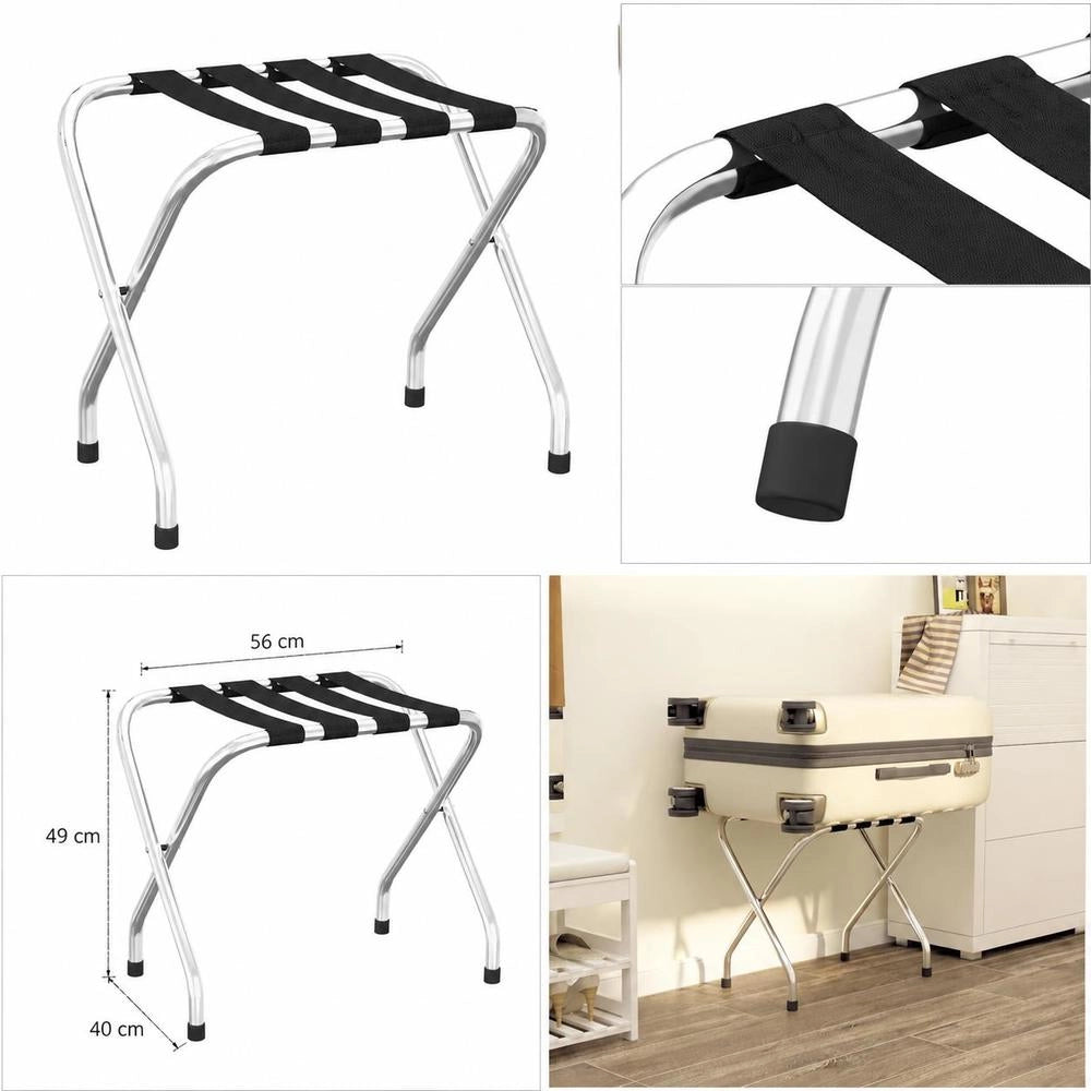 Luggage Rack, Black And Silver, 56x40x49 Cm