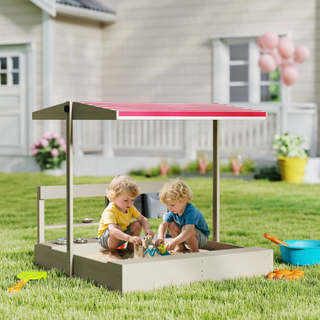 Casetta per Bambini in Legno con Cucina Giocattolo ¨C zephmum ¨C 114x110x110 cm Grigio