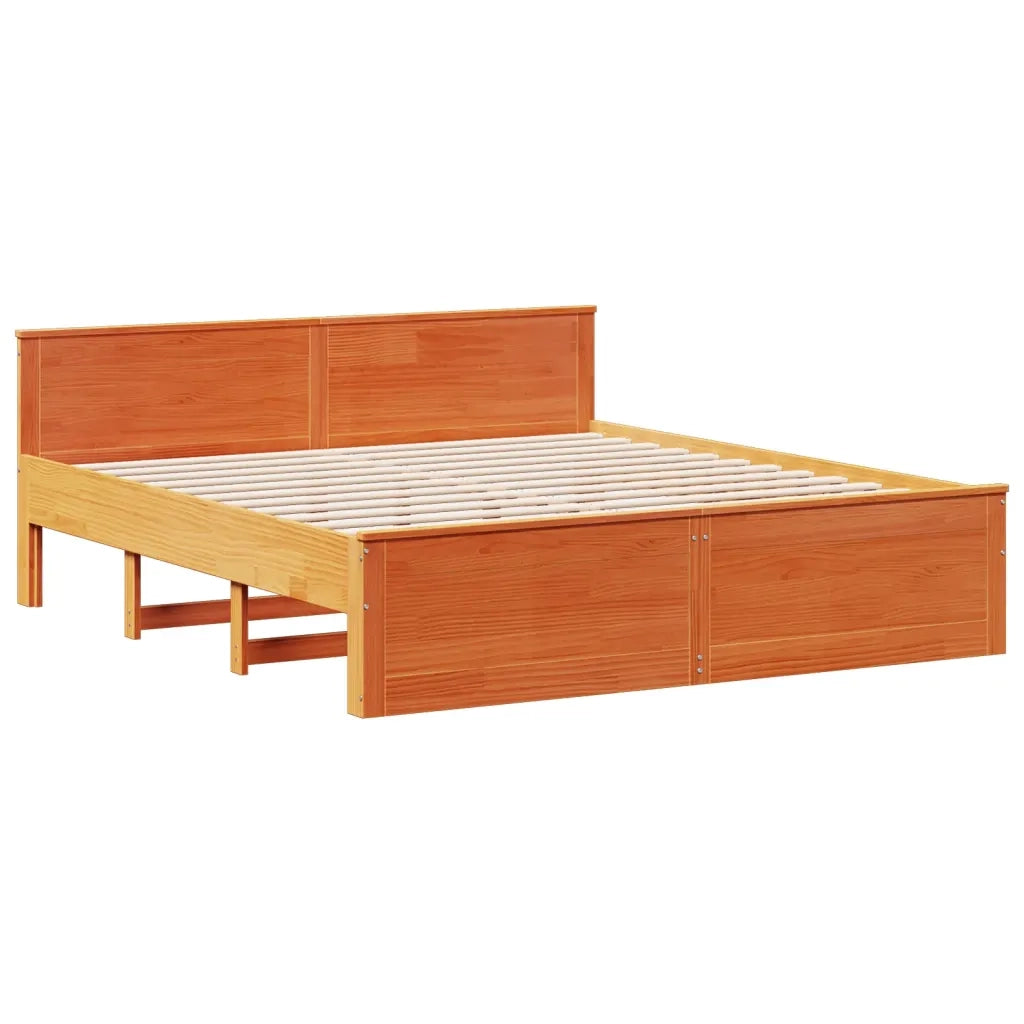 vidaXL Giroletto senza Materasso con Testiera Marrone Cera 180x200Pino
