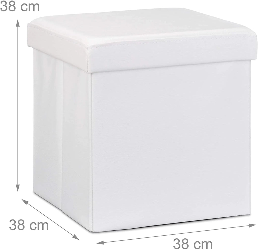 Pouf/sgabello pieghevole contenitore stabile materiale sintetico 38 cm bianco 13_0002806
