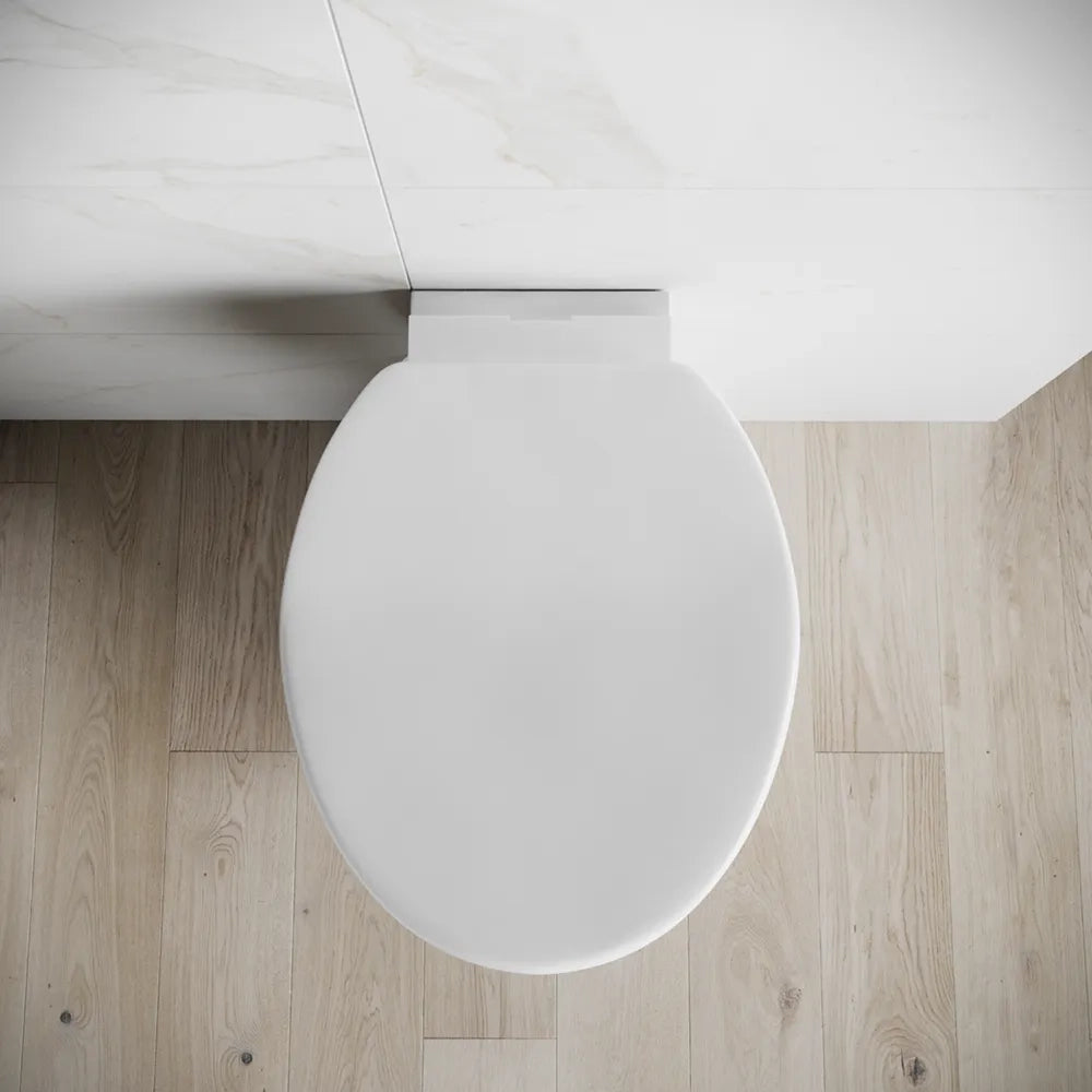 Vaso WC filomuro in ceramica bianco lucido con sedile soft-close | Doha