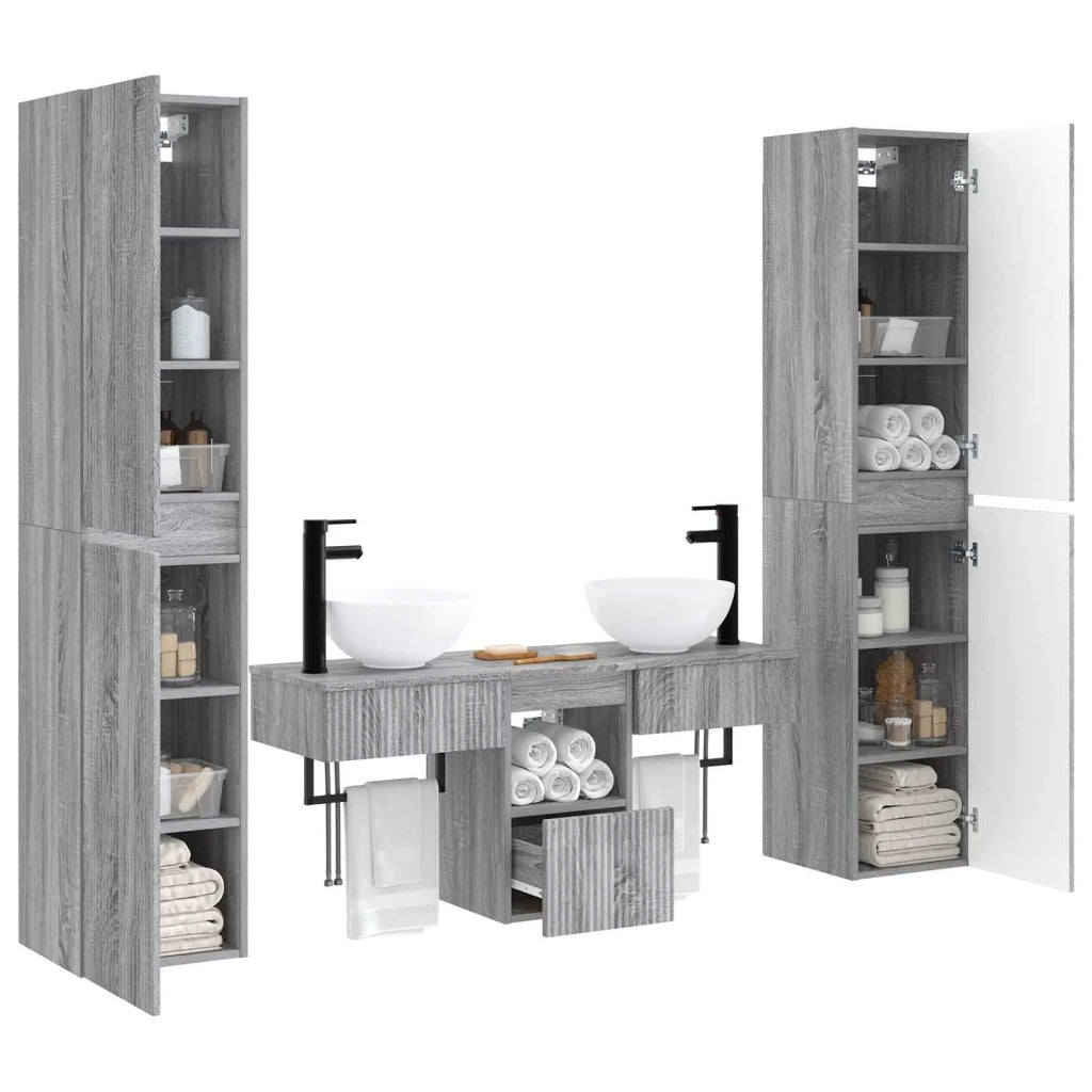 Set di mobili per il bagno 5 pz Sonoma grigio 3406009