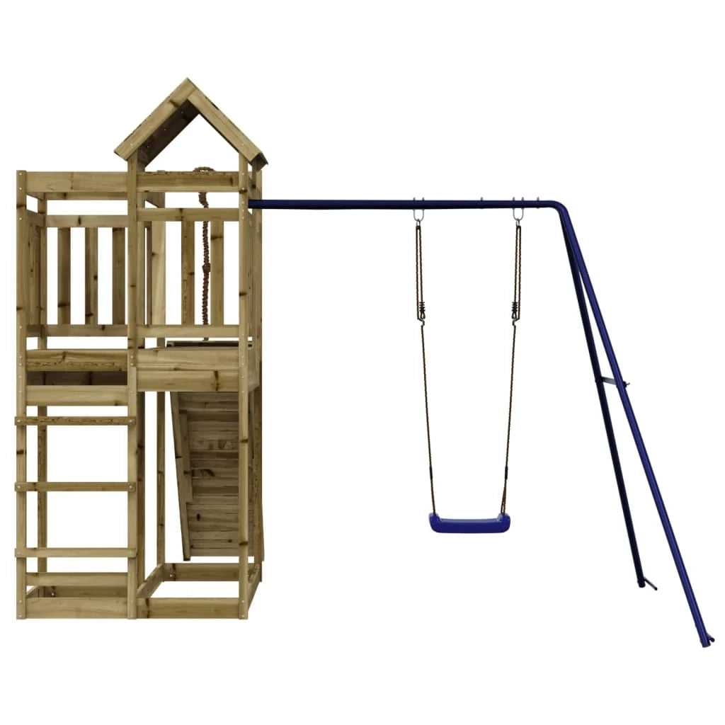 Altalene per parco giochi all'aperto scivolo altalene robuste giochi da giardino 291 x 282 x 238 cm legno di pino impregnato 02_0004851