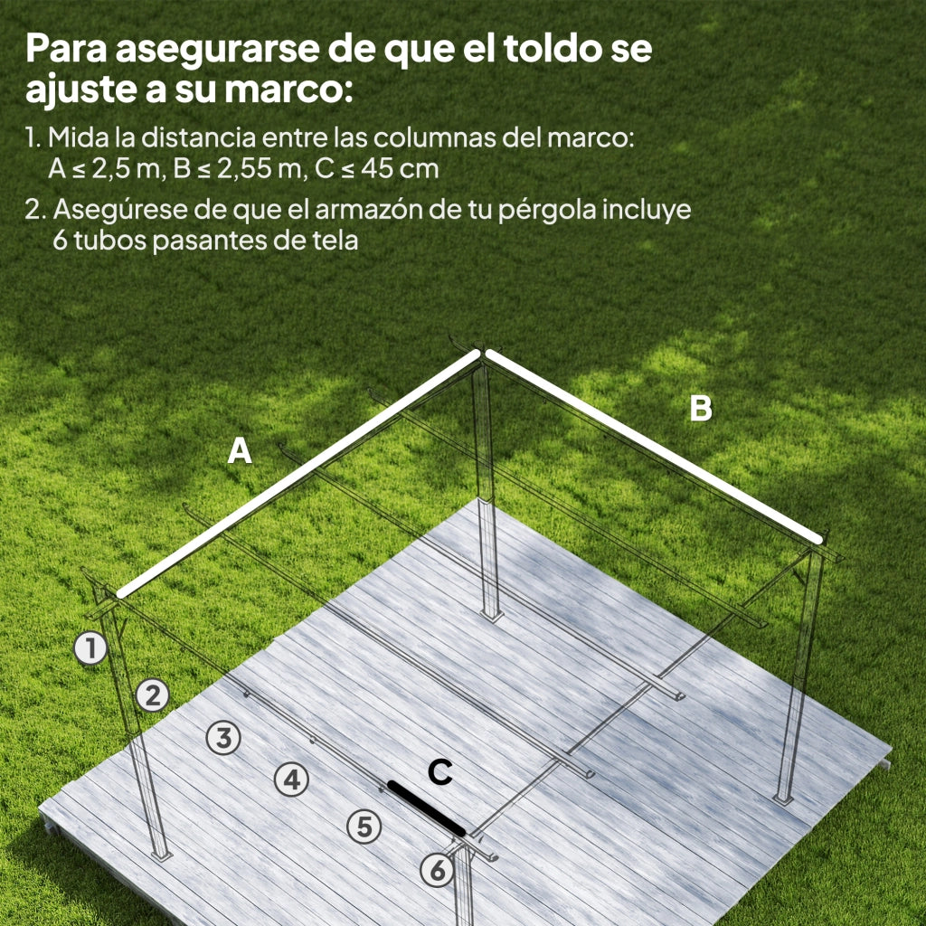 Telo per Pergola 3x3 Retrattile ¨C zephmum ¨C 250x255 cm Crema con 10 Fori di Drenaggio