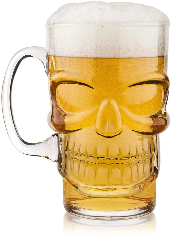 Calice da birra in forma di teschio gotico - 700 ml - Ideale per feste - Unica espressione - Adatto per adulti - Translucido