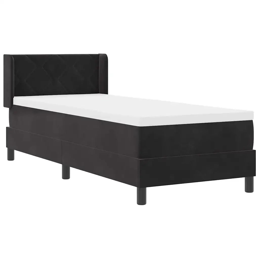 Letto a molle con materasso Nero 200 x 80 cm Poliestere