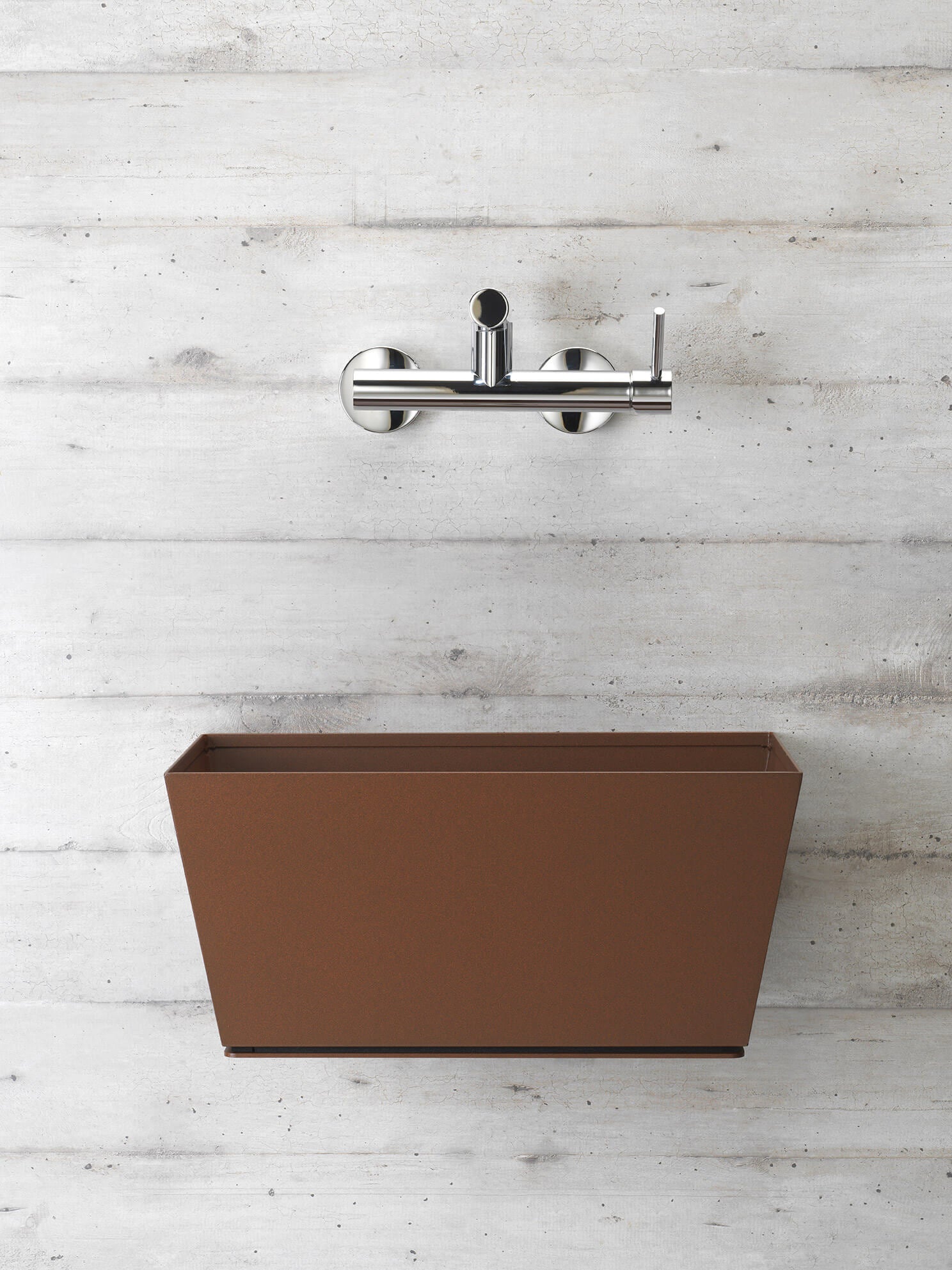 Fontana a Parete da Giardino con Miscelatore e Vasca Belfer 42/PRQM Ruggine