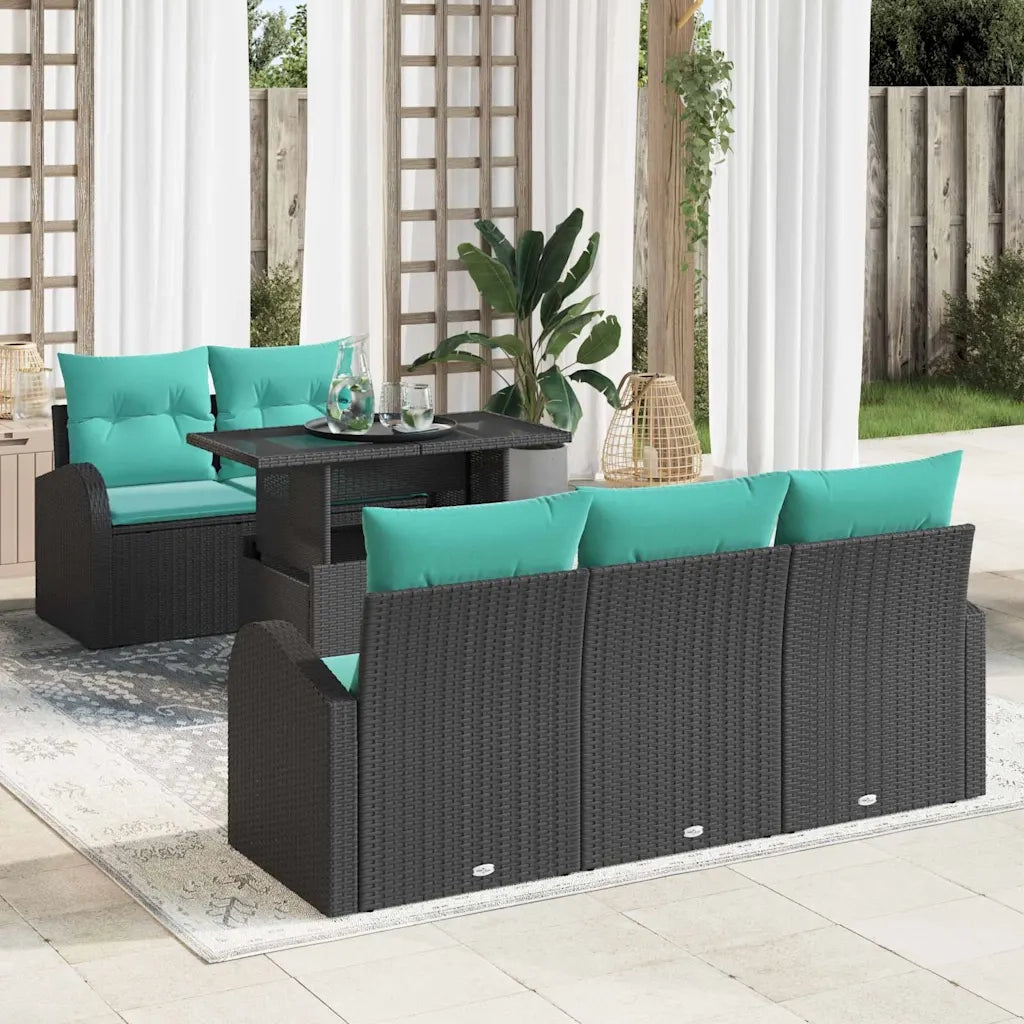 Set Divano da Giardino 6 pcs Nero Rattan in Polipropilene 3357299