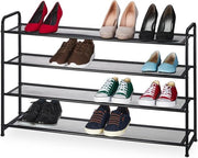 Scaffetta per scarpe 16-pair con 4 piani per deposito corridoio ingresso - 65 x 100 x 25,5 cm Nero