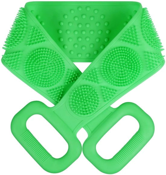 Scrubber a Ruggine con Borsetta di Massaggio, 70 cm di Lunghezza, con Materiale Silicone, per la Rimozione della Pelle Morta, Exfoliante per il Bagno e la Doccia, Utensile per la Pulizia della Ruggine (Verde)