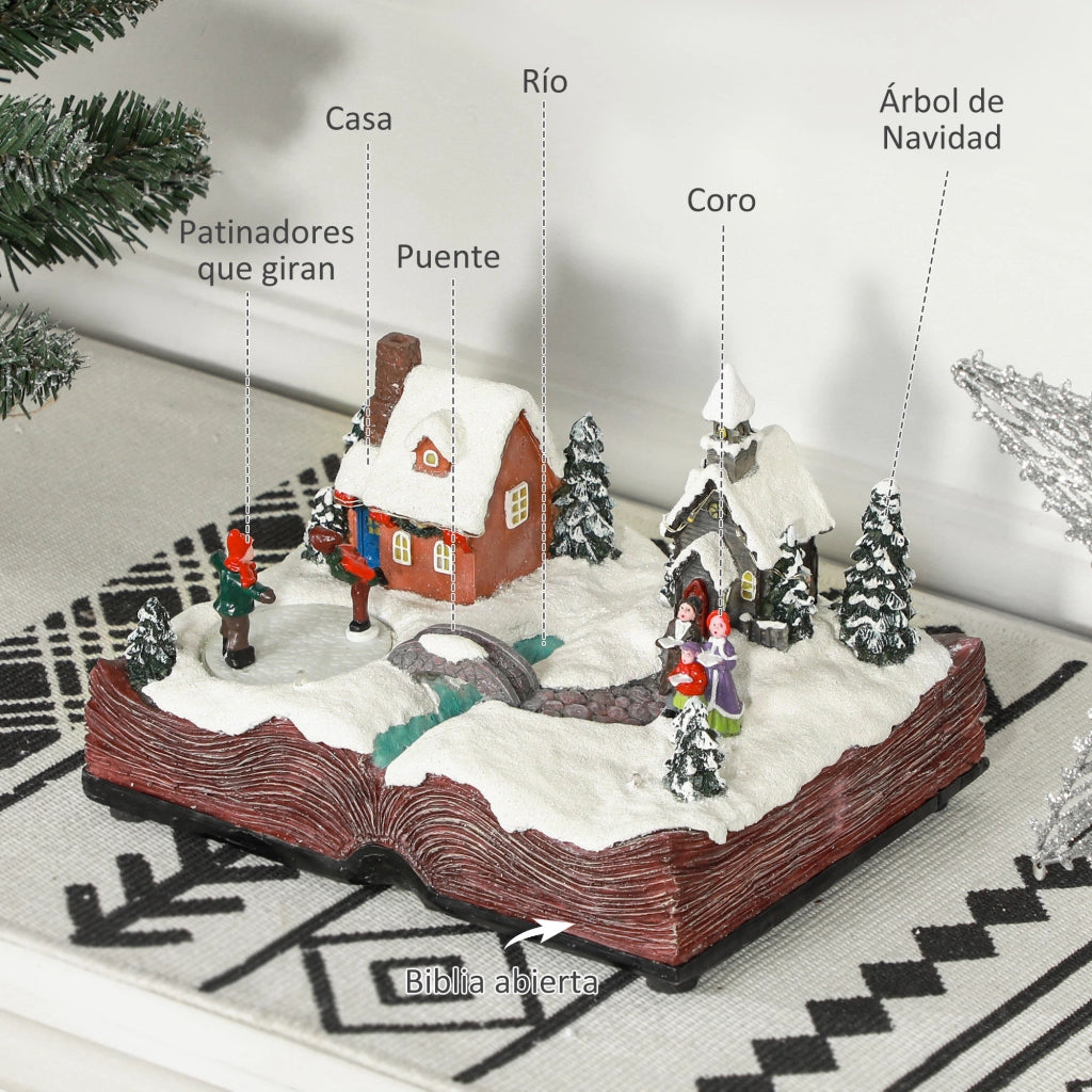 Decorazione Natalizia Pueblo con Luci e Musica ¨C Zephmum ¨C 23x18x15 cm Multicolor