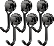 Hanger magnetici, 30 lbs+ forti hanger magnetici per barche, hanger magnetici robusti per frigorifero, cucina, barbecue, garage, accessori di barca, 6-pack (nero)