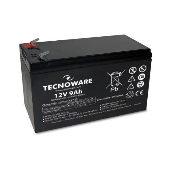 Batteria tecnoware 12v 9.0ah faston 6,3mm long life 24 mesi garanzia eacpe12v09atwl