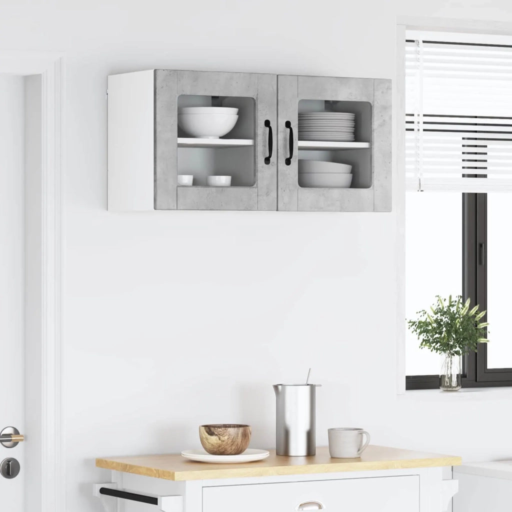 Mobile in vetro da parete PORTO 2 pcs Grigio cemento 885192