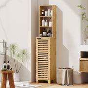 ARMADIO BAGNO 34x30x170 cm Bambù Naturale con ante a lamelle
