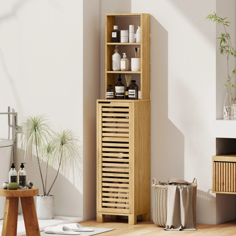 ARMADIO BAGNO 34x30x170 cm Bambù Naturale con ante a lamelle